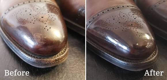 scuffed leather shoes